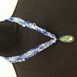 Homemade Necklace Adjustable Length and‎ Green Oval Pendant